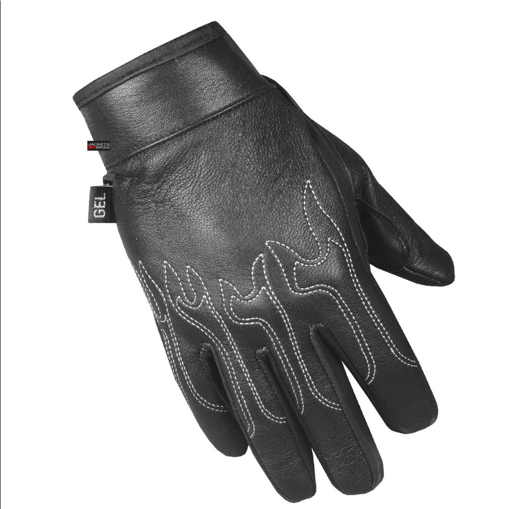 Men’s motorcycle leather embroidery white orange